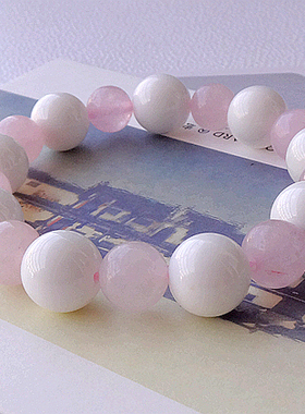 雪纱天然白色招桃花水晶手链包邮