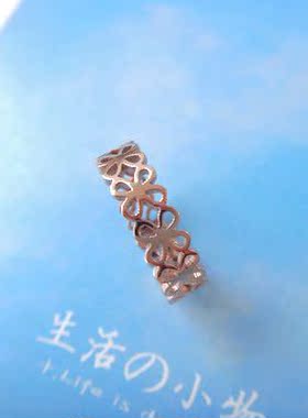 四叶草镀18k玫瑰金戒指满百包邮