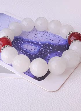 白色玉髓红玛瑙水晶手链