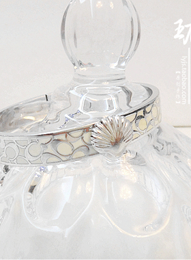 镀18k白金花纹陶瓷贝壳搭扣手环