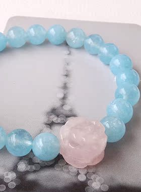 海蓝宝玫瑰水晶手链包邮