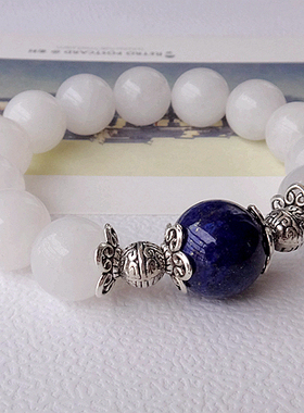 天然白色玉髓水晶手链