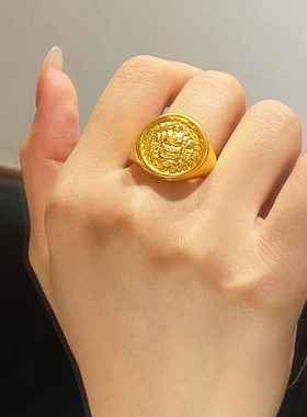 新中式黄财神招财转运开口戒指