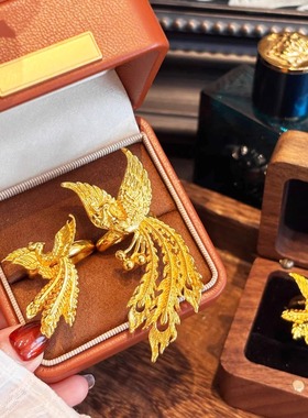 金店同款花边古法凤凰婚嫁戒指