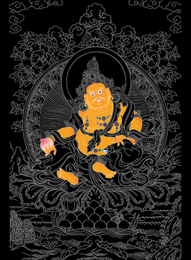唐卡描金黄财神财宝天王线稿手绘佛像静心减压涂色工具diy礼物