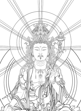八大菩萨千手尊佛唐卡描金DIY线稿禅意线稿民族风装饰画礼物画稿
