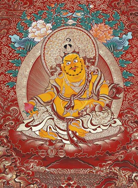唐卡描金财神天王线稿手绘佛像