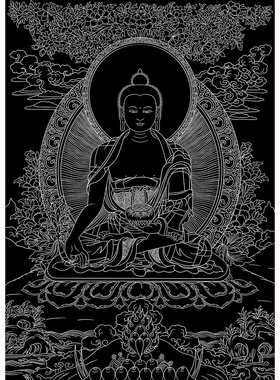 药师佛药师琉璃光如来大医王唐卡描金临摹涂色填色禅意礼物画稿