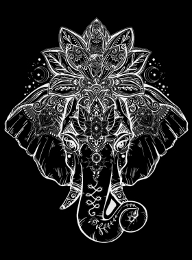 唐卡挂画如意大象图案现代描金线稿简约涂色diy手绘礼物油画布