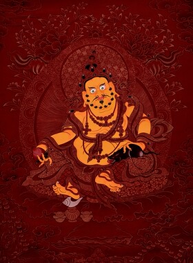 唐卡描金黄财神财宝天王线稿手绘佛像静心减压涂色工具diy礼物