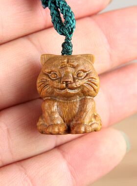 东阳木雕工艺品紫檀生肖老虎绿色