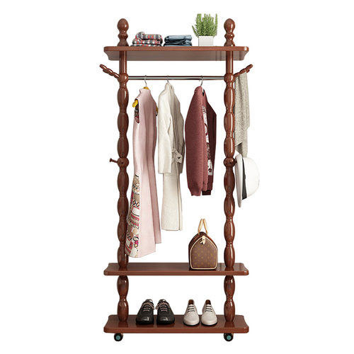 欧式衣架落地衣帽架实木门厅卧室鞋架置物架一体客厅时尚挂衣架子 - 图3