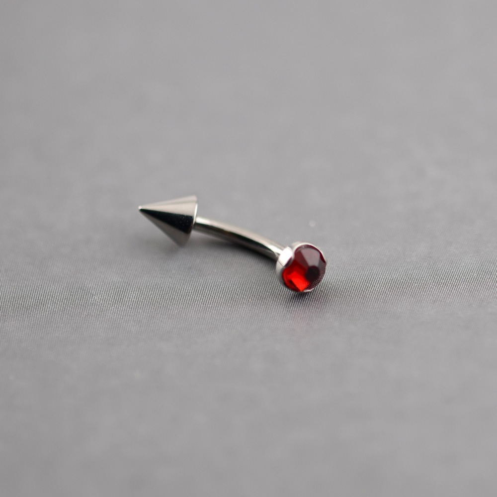 恶魔ROOK钛合金尖刺眉钉弯杆精致彩色锆石耳钉小众轻奢气质耳环女 - 图2