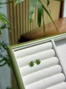 碧玉葫芦福禄耳钉金镶玉镶嵌
