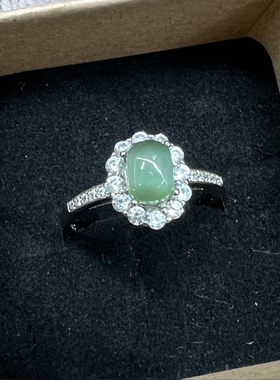 碧玉猫眼戒指925银镶嵌