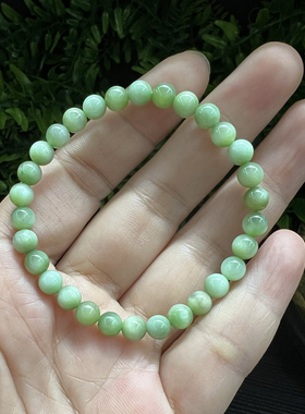 黑羊洞碧玉手串卡6无黑点无瑕疵新疆且末碧玉