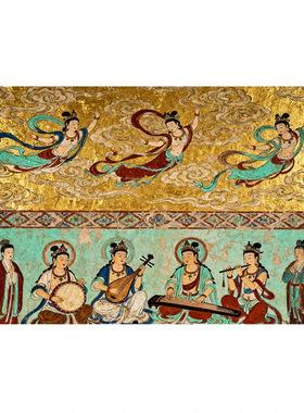 中国风敦煌系列古典敦煌壁画艺术文化水晶玻璃软磁冰箱贴家居装饰