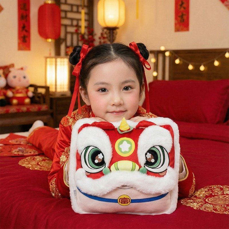 2026国潮醒狮抱枕公仔客厅沙发靠垫马年吉祥物抱枕毯子二合一定制,淘宝优惠券,粉丝福利购,淘宝优惠卷