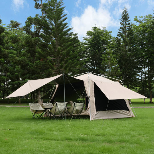 Automatic tent zipper, integrated cloth, vinyl sun protection