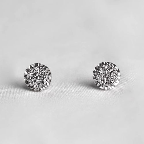 晶簇镶嵌男士耳钉满钻超闪亮原创镀白金男女简约百搭气质耳饰男 - 图0