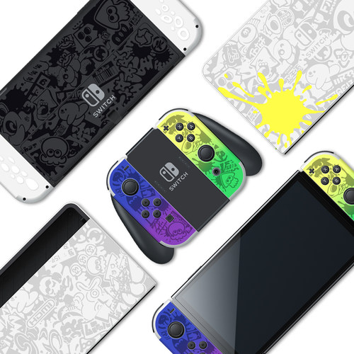 适用Switch贴纸SwitchOLE贴膜喷射战士3限定保护痛配件猫爪摇杆帽 - 图0