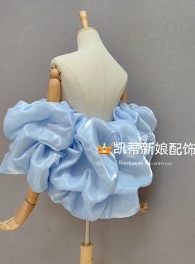 法式一字肩泡泡袖抹胸上衣小众设计感泡泡披肩松紧设计手袖披纱