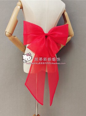 婚纱礼服配件欧根纱大红色蝴蝶结diy配饰可爱公主风蝴蝶结