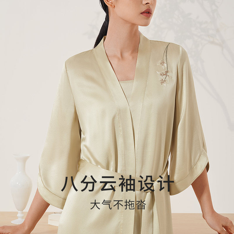 金三塔纯植物染重磅真丝睡袍女刺绣100%桑蚕丝吊带裙礼物,淘宝优惠券,粉丝福利购,淘宝优惠卷