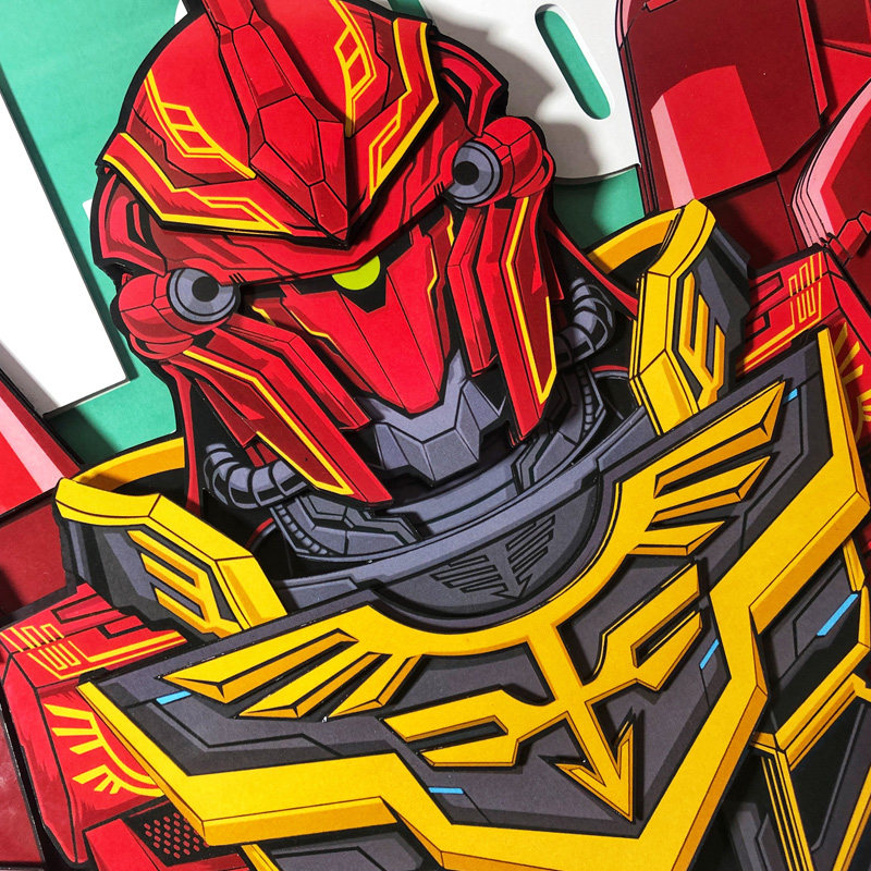 新安洲高达立体画 msn-06s 手工裁切装饰画 逆袭的夏亚 男友礼物