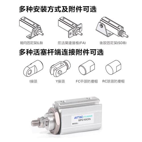 亚德客面板型气缸MPG10X5/10/15/20/25/30/35/40SN微型小型CDJP2B - 图1