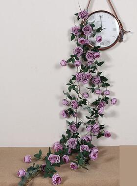 莫奈花园装饰花藤仿真玫瑰花藤条拍照打卡花墙布置秋千装饰假藤蔓