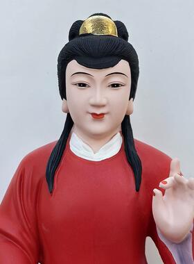 正品汉白玉胡秀英神像12寸 树脂彩家绘佛奉16寸像居供摆件