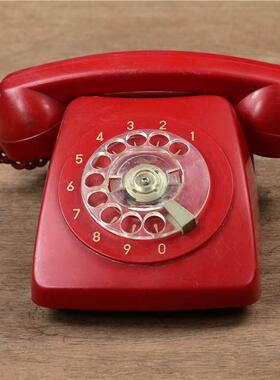 老式转盘电话机覆古装饰道具古董老物件摆件彩色怀旧座机 仅摆设