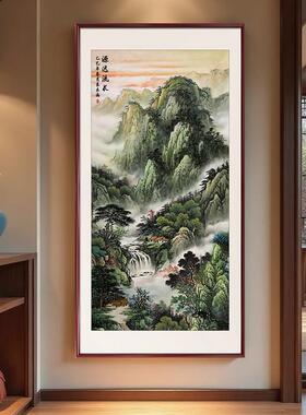 2026新款玄关复古中式山水画客厅装饰画现代简约风格瀑布国画挂画