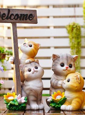 可爱猫咪户外装饰花盆摆件动物造型阳台别墅庭院花园场景布置