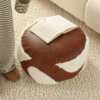 Leather pouf American tatami cushion oil wax leather sofa living room carpet bay window lazy sofa balcony futon