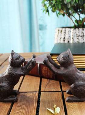 复古铸铁工艺铁艺动物书挡书立书夹家具书房装饰摆件桌面装饰书靠