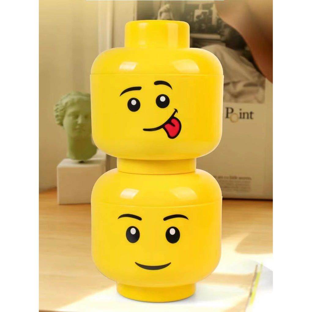 中国产积木收纳盒人仔头桌面储物桶塑料桶防尘盒笑脸公仔头整理箱,淘宝优惠券,粉丝福利购,淘宝优惠卷