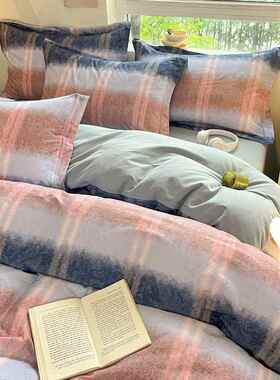 秋冬季新款全棉加厚磨毛四件套纯棉全棉被套床单宿舍三件套床笠款