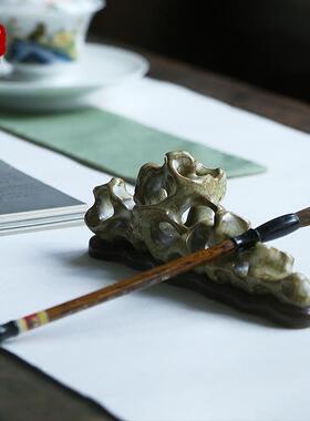 新中国风太湖石古董桌面摆件山笔筒茶道摆件书房茶席书房笔筒礼品