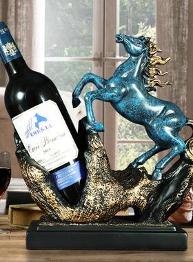 马到成功现代轻奢创意红酒架摆件家居客厅酒柜装饰品乔迁新居礼品