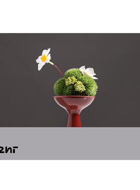 花小板祇现新代摆中式HTY030红色系花器花艺慕生样间售楼处洽谈区