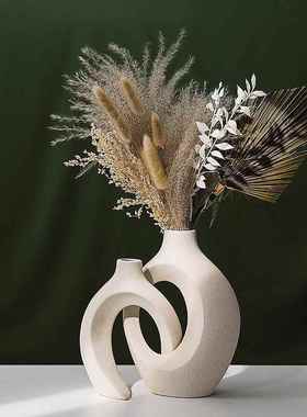 北欧简约白色花瓶ins风创意花器插花摆件简约高级感欧式轻奢