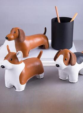 Zuny生肖狗礼物台湾手工动物皮玩偶家居摆件书房玄关柴犬柯基腊肠