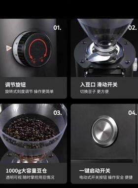 霸力欧新款意式磨豆机咖啡定量定时电动平刀83MM手冲商用家用工厂