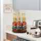 Kitchen seasoning bottle sorting wooden rack Household coffee syrup bottle storage rack Wooden rotatable wine storage rack
