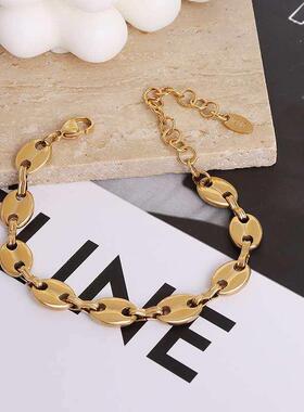 ins minimalist style popular pig nose stitching chain titani