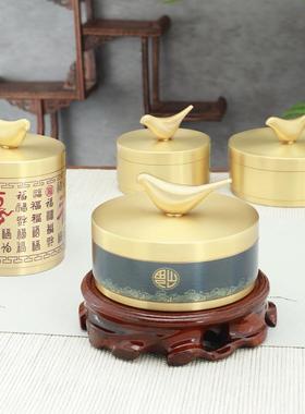 灰小LX-RY-23鸟烟灰缸ins高级黄感创烟意纯铜家用车载带盖防飞灰