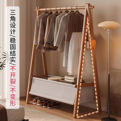 落地衣架可折叠衣帽架卧室家用挂衣架简易置物架立式晾衣架帽子架 - 图1