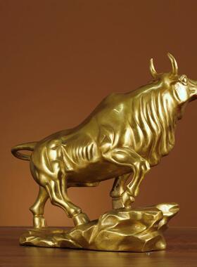 新款直销铜牛摆件华尔街旺市金股市炒股办公桌铜制工艺礼品生肖牛